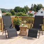 Costway 1 Sedia da giardino reclinabile con schienale regolabile a 6 posizioni e tessuto traspirante, Lettino prendisole pieghevole portata 150 kg Nero - immagine 3