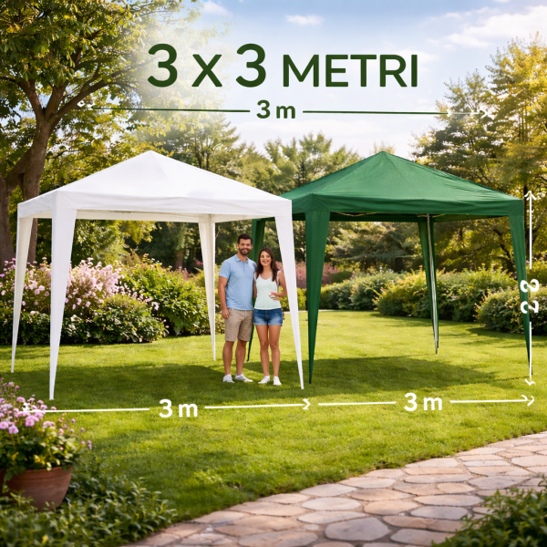 Gazebo da giardino 3 × 3 m con telo in polietilene
