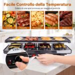 Costway 1400W Piastra elettrica con 8 padelle 2 superfici di cottura temperatura regolabile, Griglia da tavolo elettrico antiaderente - immagine 6