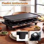 Costway 1400W Piastra elettrica con 8 padelle 2 superfici di cottura temperatura regolabile, Griglia da tavolo elettrico antiaderente - immagine 7