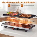 Costway 1400W Piastra elettrica con 8 padelle 2 superfici di cottura temperatura regolabile, Griglia da tavolo elettrico antiaderente - immagine 9