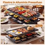 Costway 1400W Piastra elettrica con 8 padelle 2 superfici di cottura temperatura regolabile, Griglia da tavolo elettrico antiaderente - immagine 10