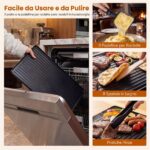 Costway 1400W Piastra elettrica con 8 padelle 2 superfici di cottura temperatura regolabile, Griglia da tavolo elettrico antiaderente - immagine 11