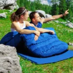 Costway Sacco a pelo in Poliestere XL Matrimoniale con 2 cuscini e borsa per 2 persone Blu - immagine 118