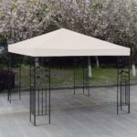 Costway Telo Tetto ricambio per gazebo da sole 3x3m, Tessuto copertura superiore per gazebo Beige - immagine 3