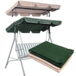 Costway Tetto di ricambio per dondolo in poliestere da giardino Tettuccio per dondolo Beige 191x132cm - immagine 2