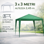 Gazebo da giardino 3 &times; 3 m con telo in polietilene