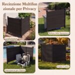 Costway Recinto da giardino in legno massello montaggio facile, Recinzione esterno a 2 pannelli schermo ventilato copri Nero 2 Pezzi - immagine 10