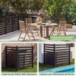 Costway 2*Recinzione da giardino in legno massello montaggio flessibile e modulare, Recinto esterno a 2 pezzi divisorio di spazio Nero - immagine 10