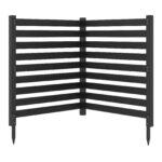 Costway 2*Recinzione da giardino in legno massello montaggio flessibile e modulare, Recinto esterno a 2 pezzi divisorio di spazio Nero