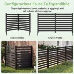 Costway 2*Recinzione da giardino in legno massello montaggio flessibile e modulare, Recinto esterno a 2 pezzi divisorio di spazio Nero - immagine 6