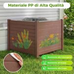 Costway 2*Recinzione decorativa in plastica per giardino a forma di l, Recinzione esterna privacy con pali zincati senza scavo Marrone - immagine 6