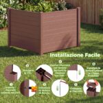 Costway 2*Recinzione decorativa in plastica per giardino a forma di l, Recinzione esterna privacy con pali zincati senza scavo Marrone - immagine 10