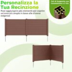 Costway 2*Recinzione decorativa in plastica per giardino a forma di l, Recinzione esterna privacy con pali zincati senza scavo Marrone - immagine 9