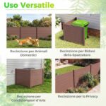 Costway 2*Recinzione decorativa in plastica per giardino a forma di l, Recinzione esterna privacy con pali zincati senza scavo Marrone - immagine 7