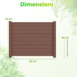 Costway 2*Recinzione decorativa in plastica per giardino a forma di l, Recinzione esterna privacy con pali zincati senza scavo Marrone - immagine 5