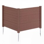 Costway 2*Recinzione decorativa in plastica per giardino a forma di l, Recinzione esterna privacy con pali zincati senza scavo Marrone - immagine 4