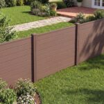 Costway 2*Recinzione decorativa in plastica per giardino a forma di l, Recinzione esterna privacy con pali zincati senza scavo Marrone - immagine 2