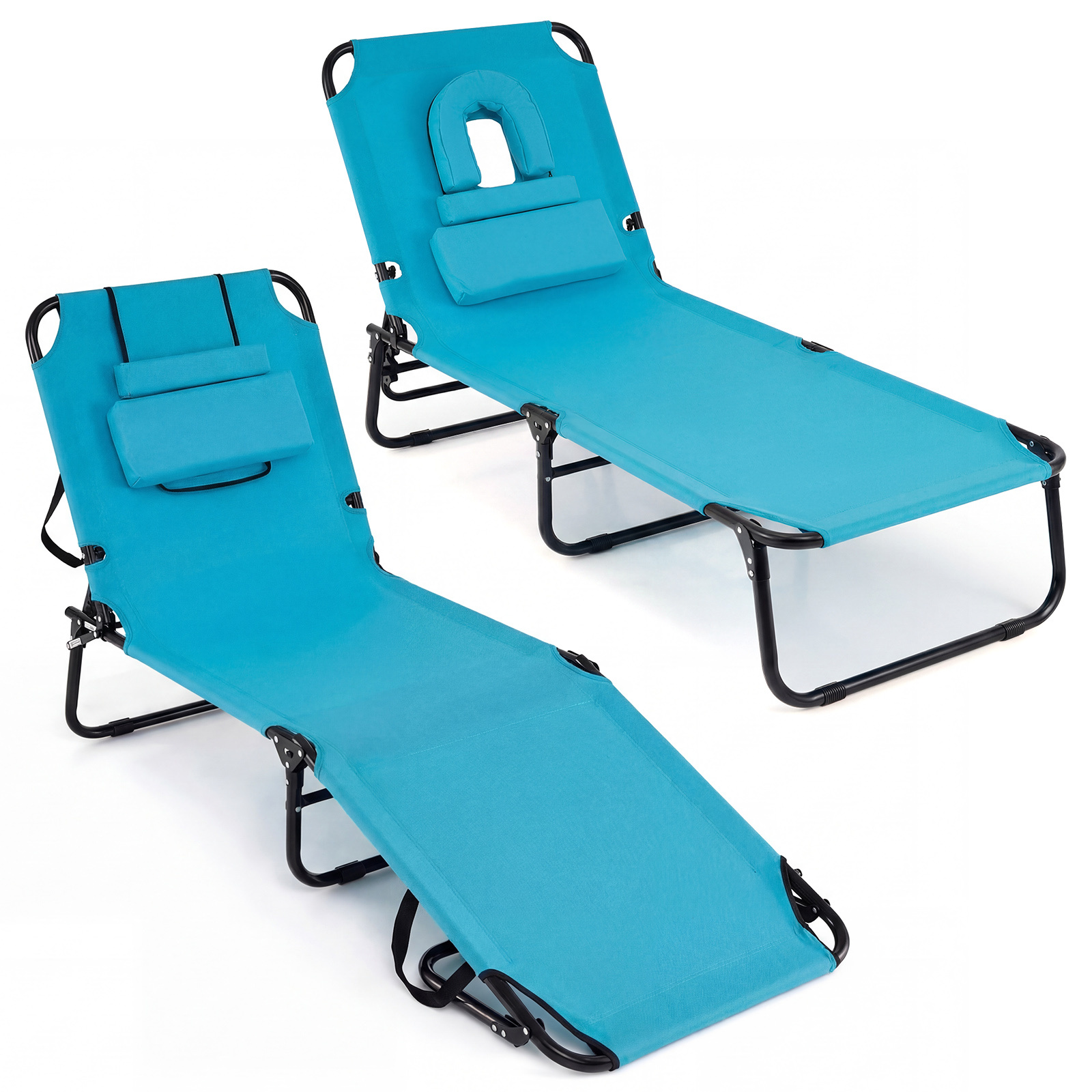 2-Sedia-pieghevole-con-foro-per-il-viso-cuscini-rimovibili-schienale-regolabile-in-5-livelli-mediaId104471625-1778653885.jpg Costway 2*Sedia pieghevole con foro per il viso cuscini rimovibili schienale regolabile in 5 livelli, Sedia a sdraio Azzurro - immagine 1