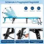 Costway 2*Sedia pieghevole con foro per il viso cuscini rimovibili schienale regolabile in 5 livelli, Sedia a sdraio Azzurro - immagine 6