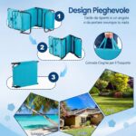 Costway 2*Sedia pieghevole con foro per il viso cuscini rimovibili schienale regolabile in 5 livelli, Sedia a sdraio Azzurro - immagine 8