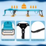 Costway 2*Sedia pieghevole con foro per il viso cuscini rimovibili schienale regolabile in 5 livelli, Sedia a sdraio Azzurro - immagine 7