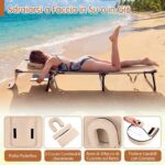 Costway 2*Sedia pieghevole con foro per il viso cuscini rimovibili schienale regolabile in 5 livelli, Sedia a sdraio Beige - immagine 9