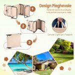 Costway 2*Sedia pieghevole con foro per il viso cuscini rimovibili schienale regolabile in 5 livelli, Sedia a sdraio Beige - immagine 8