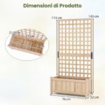Costway 2 in 1 Fioriera con traliccio grigliato per piante rampicanti pannello rimovibile e fori di drenaggio, Letto orto rialzato in legno Naturale - immagine 5