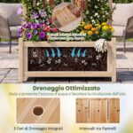 Costway 2 in 1 Fioriera con traliccio grigliato per piante rampicanti pannello rimovibile e fori di drenaggio, Letto orto rialzato in legno Naturale - immagine 6
