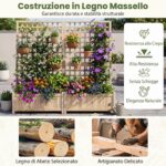 Costway 2 in 1 Fioriera con traliccio grigliato per piante rampicanti pannello rimovibile e fori di drenaggio, Letto orto rialzato in legno Naturale - immagine 10