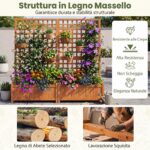 Costway 2 in 1 Fioriera con traliccio grigliato per piante rampicanti pannello rimovibile e fori di drenaggio, Letto orto rialzato in legno Arancione - immagine 10