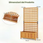 Costway 2 in 1 Fioriera con traliccio grigliato per piante rampicanti pannello rimovibile e fori di drenaggio, Letto orto rialzato in legno Arancione - immagine 5