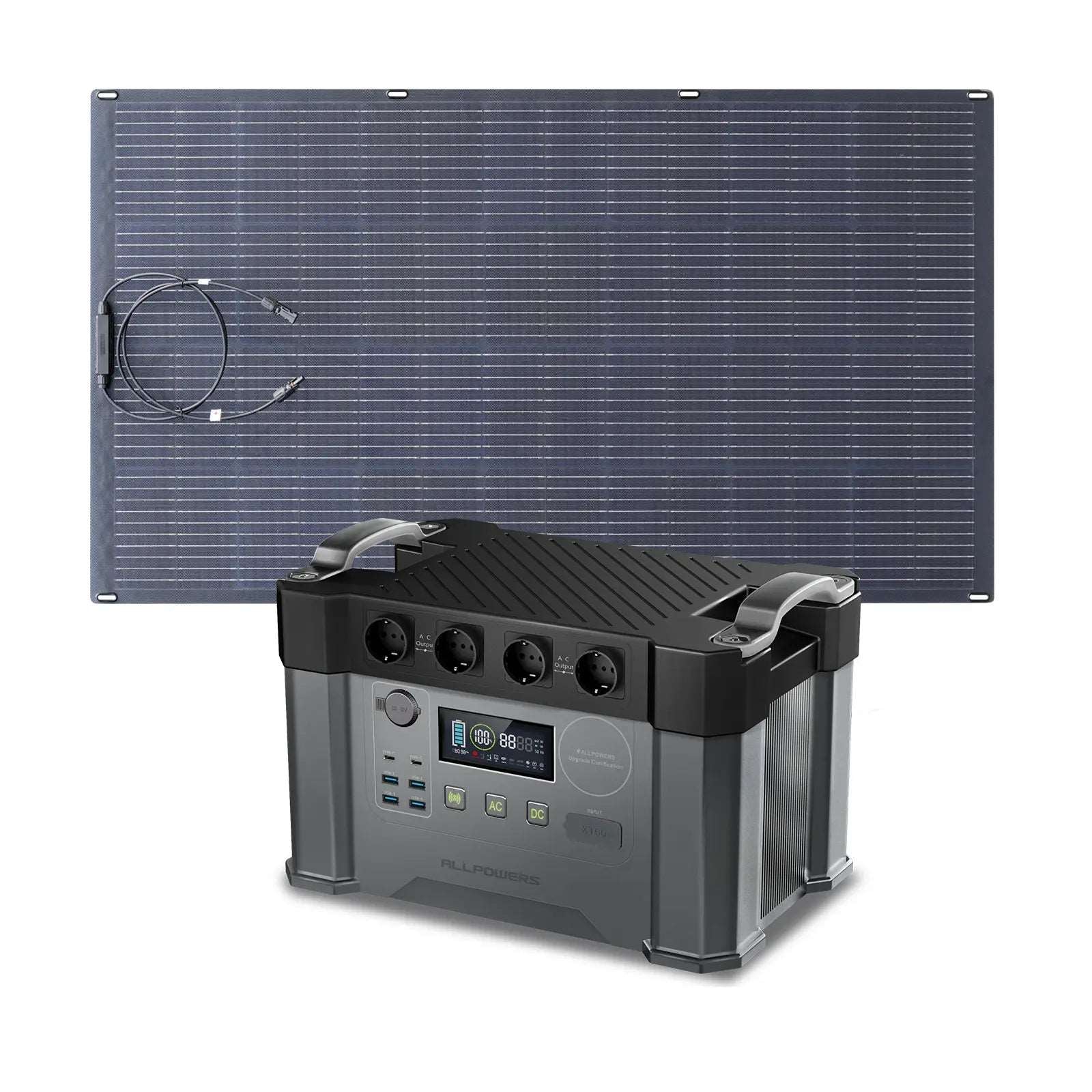 2000EU_SF200_4ee6127d-1fbe-4145-95b7-2db7106f632f.jpg ALLPOWERS Generatore Solare 2400W (S2000 Pro + SF200 Pannello Solare Flessibile 200W) - S2000 Pro+1* (SF200 Pannello solare flessibile 200W)