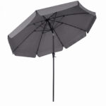 Costway 286 cm Ombrellone da giardino con elegante bordo arricciato 8 stecche, Ombrellone da spiaggia angolo regolabile Grigio