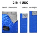 Costway Sacco a pelo in Poliestere XL Matrimoniale con 2 cuscini e borsa per 2 persone Blu - immagine 48