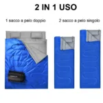 Costway Sacco a pelo in Poliestere XL Matrimoniale con 2 cuscini e borsa per 2 persone Blu - immagine 140
