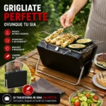 Barbecue portatile a carbone pieghevole a valigetta