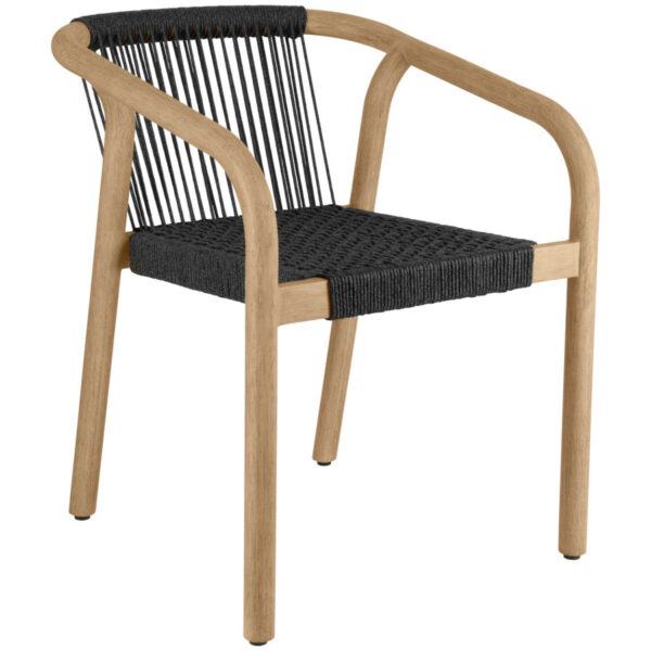 Sedia da esterno Kando VEGA; 58x58x75 cm (LxPxH); seduta antracite, struttura naturale; 2 pz. / Pacco
