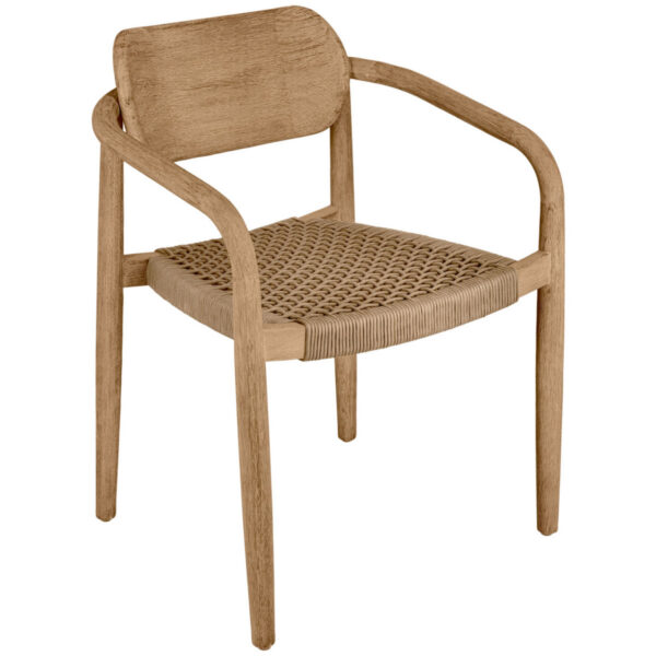 Sedia da esterno Mando VEGA; 56.5x50x76 cm (LxPxH); seduta beige, struttura naturale; 2 pz. / Pacco