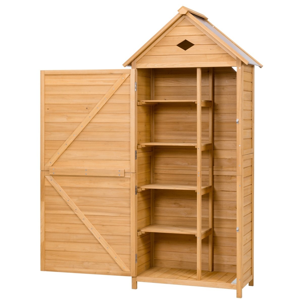 3_48.jpg Costway Armadio da esterno per attrezzi in legno, Casetta da giardino 80x45x177cm - immagine 1