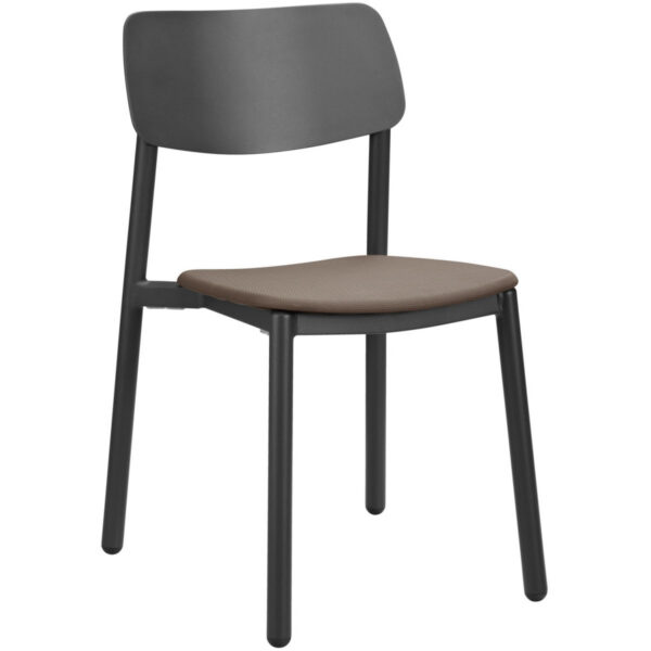 Sedia da esterno impilabile Punta senza braccioli VEGA; 48.5x52.5x81 cm (LxPxH); seduta tortora, struttura antracite; 4 pz. / Pacco