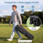 Costway 3x3m Gazebo da esterno in tessuto oxford con parete rimovibili finestre trasparenti porta, Tendone da giardino pieghevole Nero - immagine 6