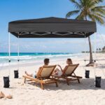 Costway 3x3m Gazebo da esterno in tessuto oxford con parete rimovibili finestre trasparenti porta, Tendone da giardino pieghevole Nero - immagine 2