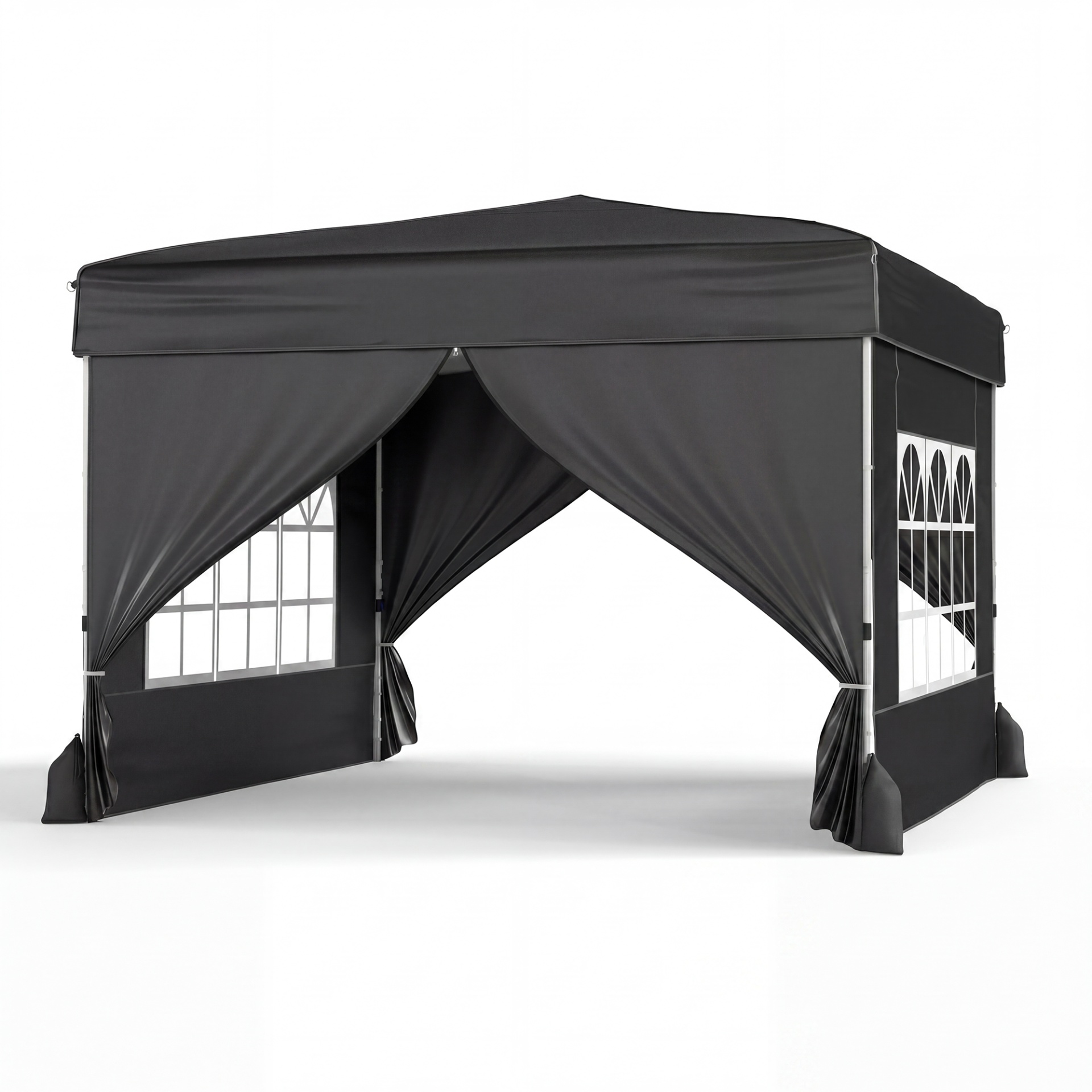 3x3m-Gazebo-da-esterno-in-tessuto-oxford-con-parete-rimovibili-finestre-trasparenti-porta-mediaId104670010-1779868837.jpg Costway 3x3m Gazebo da esterno in tessuto oxford con parete rimovibili finestre trasparenti porta, Tendone da giardino pieghevole Nero - immagine 1