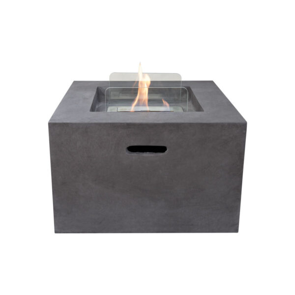 Camino a bioetanolo da terra per esterno Cassia in grigio cemento scuro Field & Flame; 58x58x37 cm (LxLxH); grigio