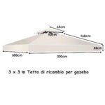 Costway Tessuto copertura superiore per gazebo Telo tetto ricambio per gazebo 3x3M Beige - immagine 6