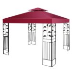 Costway Tessuto copertura superiore per gazebo Telo tetto ricambio per gazebo 3x3M Rosso Bordeaux - immagine 8