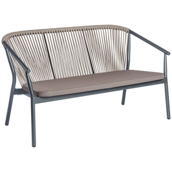 Divano da esterno Calvo a tre posti VEGA; 140x75x78 cm (LxPxH); seduta tortora, struttura antracite