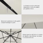 Costway Tessuto copertura superiore per gazebo Telo tetto ricambio per gazebo 3x3M Beige - immagine 5